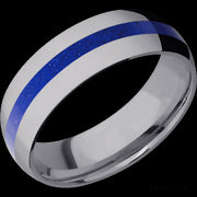 7 mm wide/Domed/Tantalum band with one 2 mm Centered inlay of Lapis.