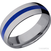 7 mm wide/Domed/Tantalum band with one 2 mm Centered inlay of Lapis.