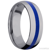 7 mm wide/Domed/Tantalum band with one 2 mm Centered inlay of Lapis.