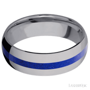 7 mm wide/Domed/Tantalum band with one 2 mm Centered inlay of Lapis.