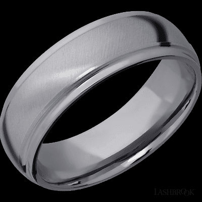 7 mm wide Domed Stepped Down Edges Tantalum band.