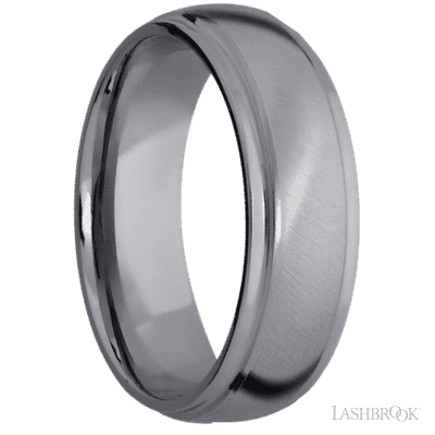 7 mm wide Domed Stepped Down Edges Tantalum band.