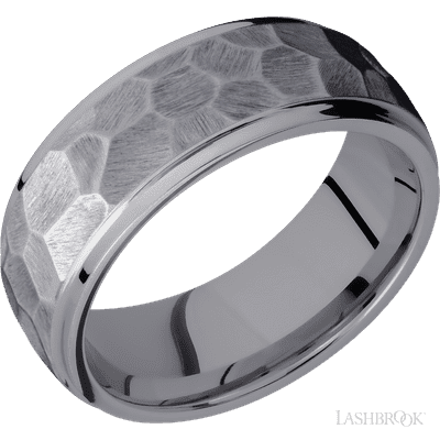 8 mm wide Domed Stepped Down Edges Tantalum band.