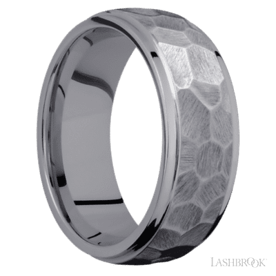 8 mm wide Domed Stepped Down Edges Tantalum band.