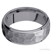 8 mm wide Domed Stepped Down Edges Tantalum band.