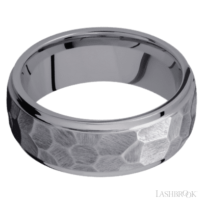8 mm wide Domed Stepped Down Edges Tantalum band.