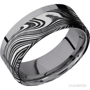 8 mm wide/Flat/Tantalum band with one 6 mm Off Center Edge inlay of Marble.