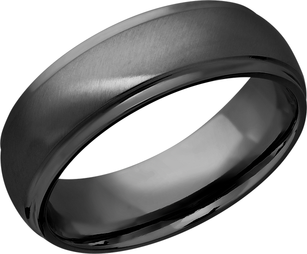 Zirconium 7mm domed band with grooved edges