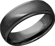 Zirconium 7mm domed band with grooved edges