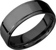 Zirconium 7mm flat band with grooved edges