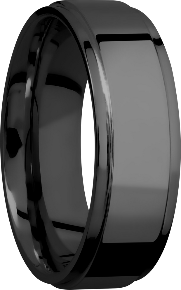 Zirconium 7mm flat band with grooved edges