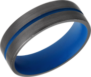 Zirconium 6mm domed band with a 1mm groove featuring Royal Blue Cerakote
