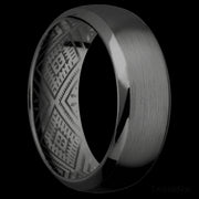 8 mm wide Domed Bevel Zirconium band.