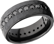 Zirconium 8mm domed band with .06ct bead-set eternity black diamonds