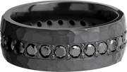 Zirconium 8mm domed band with .06ct bead-set eternity black diamonds