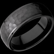 8 mm wide Domed Stepped Down Edges Zirconium band.