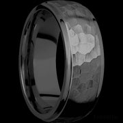 8 mm wide Domed Stepped Down Edges Zirconium band.