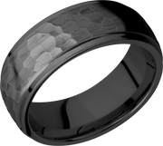 Zirconium 8mm domed band with grooved edges