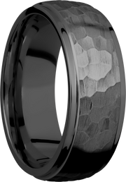 Zirconium 8mm domed band with grooved edges