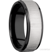 8 mm wide Flat Grooved Edges Zirconium band.