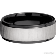 8 mm wide Flat Grooved Edges Zirconium band.