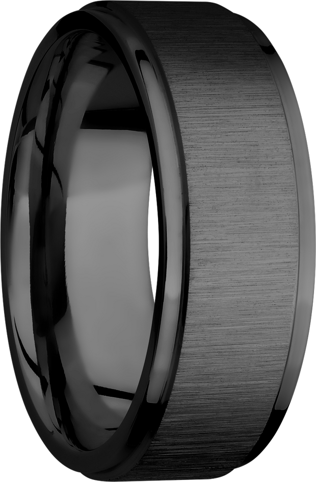 Zirconium 8mm flat band with grooved edges