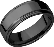 Zirconium 8mm flat band with slightly rounded edges