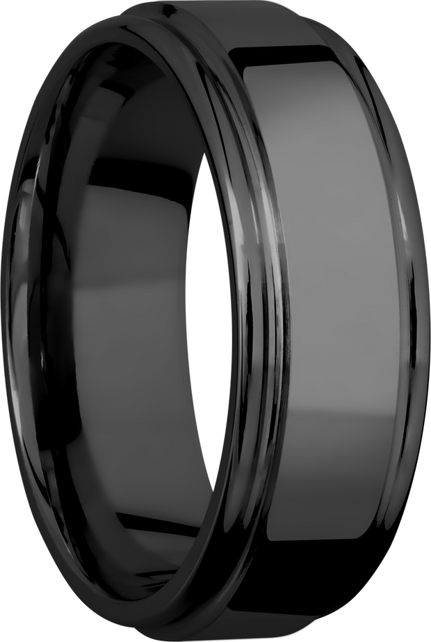 Zirconium 8mm flat band with slightly rounded edges