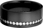 Zirconium 9mm flat band with off-centered bead-set eternity .02ct diamonds