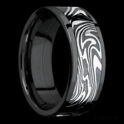 8 mm wide/Flat/Zirconium band with one 6 mm Centered inlay of Kinetic.