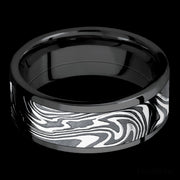 8 mm wide/Flat/Zirconium band with one 6 mm Centered inlay of Kinetic.